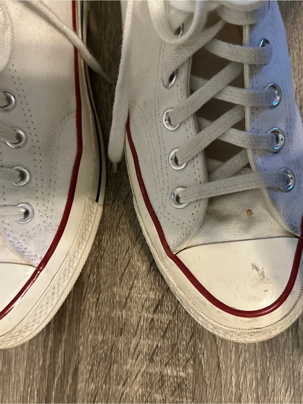 Converse Chuck 70 High Top Sneakers in Cream with Red & Blue Trim